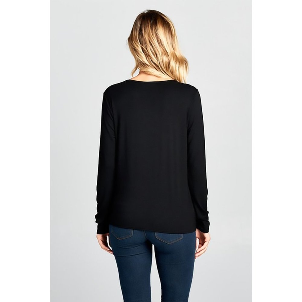 V Neck Black Bamboo Shirt - Picture 2 of 4